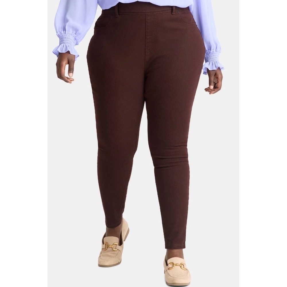 Terra & Sky Womens Plus High Rise Skinny Jegging Brown 3X (24W-26W) 28 Inseam